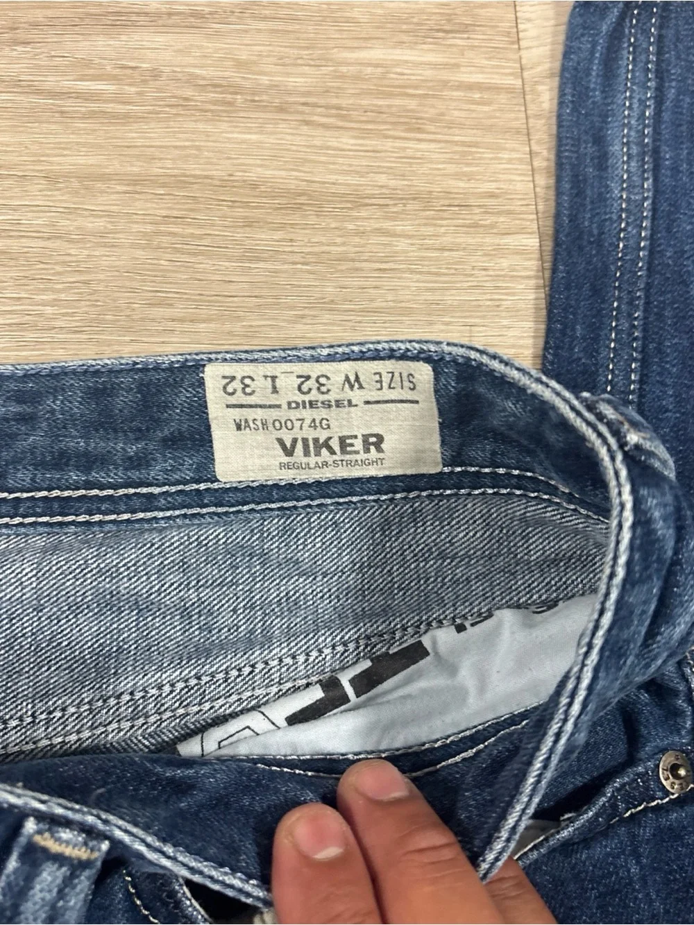 Diesel Viker Regular Straight Jeans Mens 32x32 Blue Wash 0074G Button Fly Denim